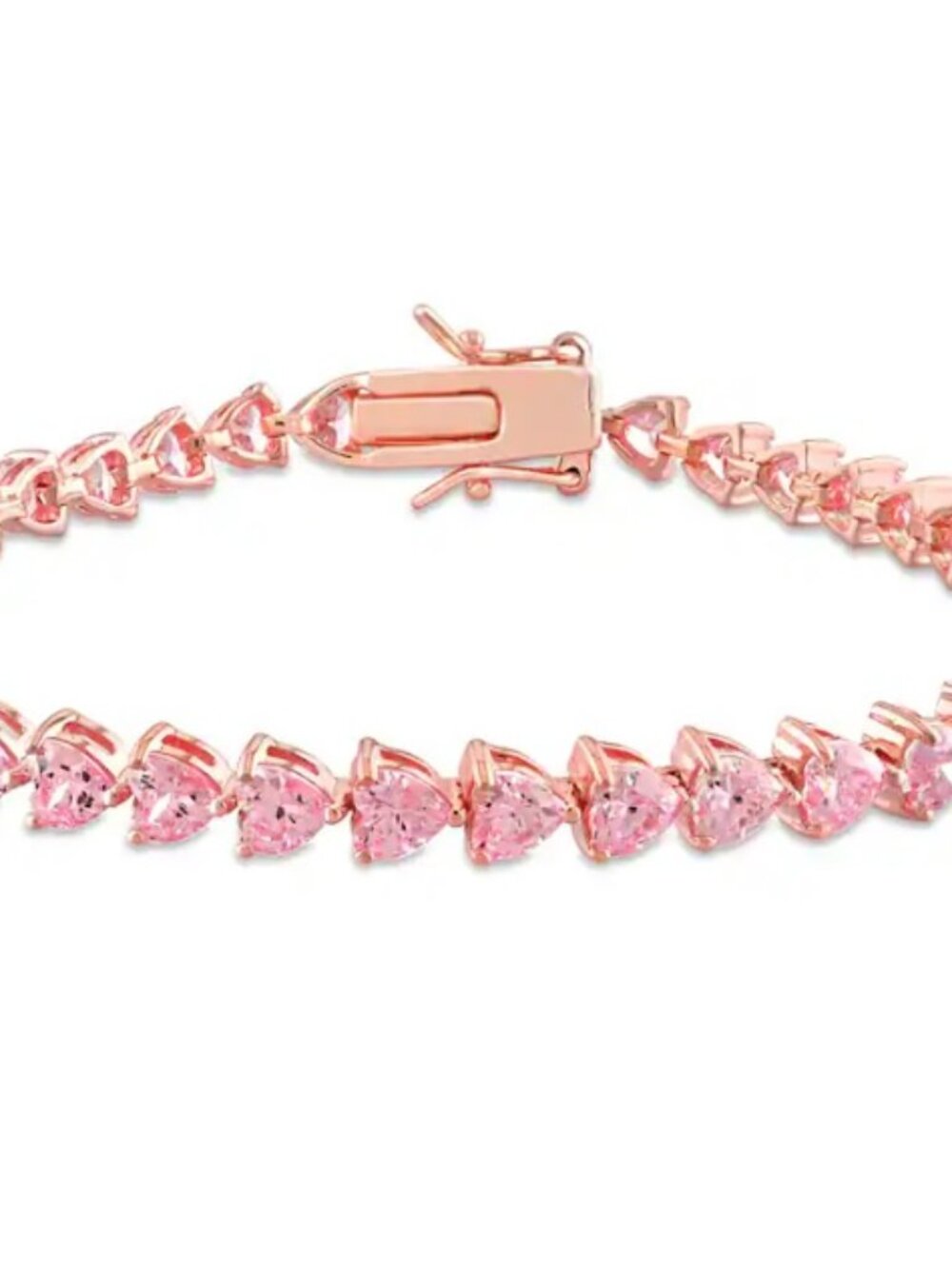 Pink Created Sapphire Heart Tennis Bracelet